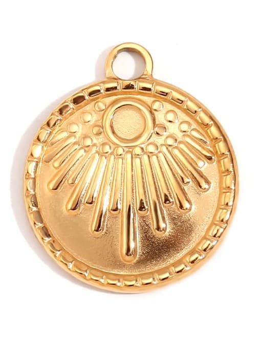 Brilliant Spark Round Coin Pendant Stainless steel 18K Gold Plated Irregular Charm