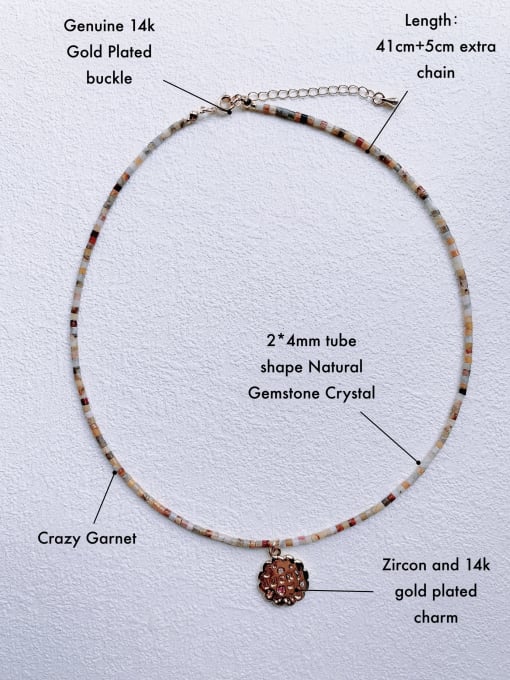 Scarlet White Brass Gemstone Crystal Chain Flower Pendant Bohemia  handmade  Beaded Necklace 3