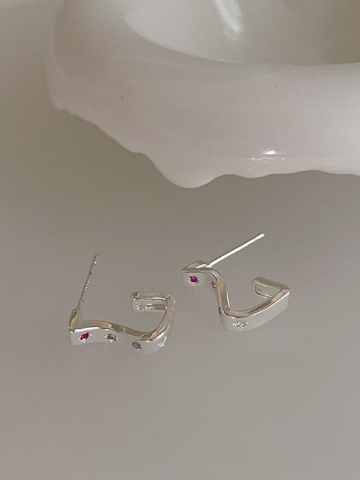 Steel colored earrings Alloy Cubic Zirconia Geometric Dainty Stud Earring