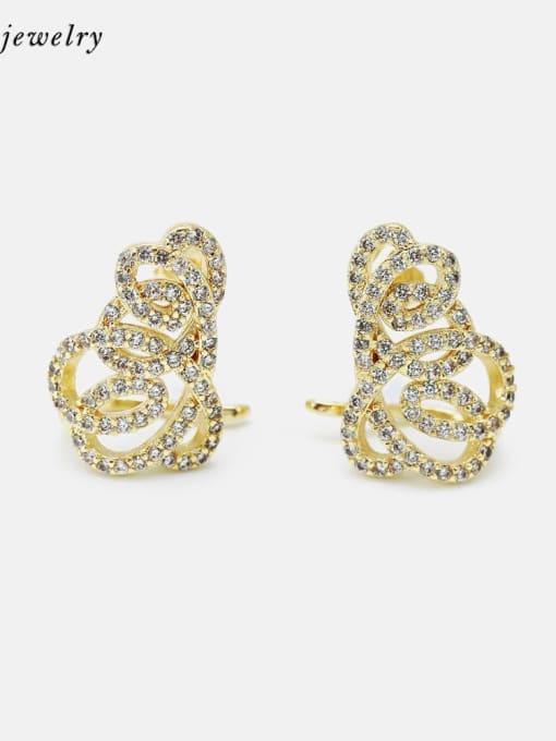 Gold white zirconium Brass Cubic Zirconia Geometric Luxury Stud Earring