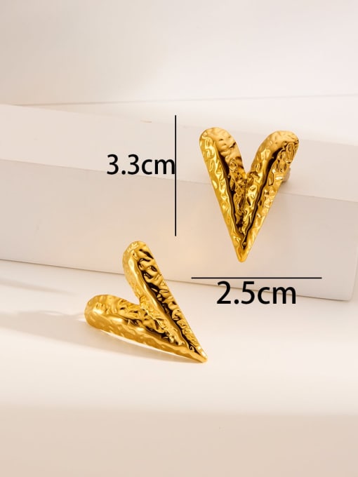 Water Wave Pattern Love Gold Titanium Steel Geometric Hip Hop Stud Earring