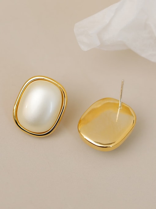 LM Brass Imitation Pearl Geometric Earring 1