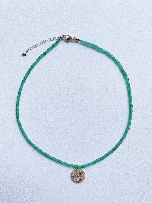 Scarlet White N-DIY-0028 Natural Gemstone Crystal Beads Chain Geometry Pendant Handmade Beaded Necklace 0