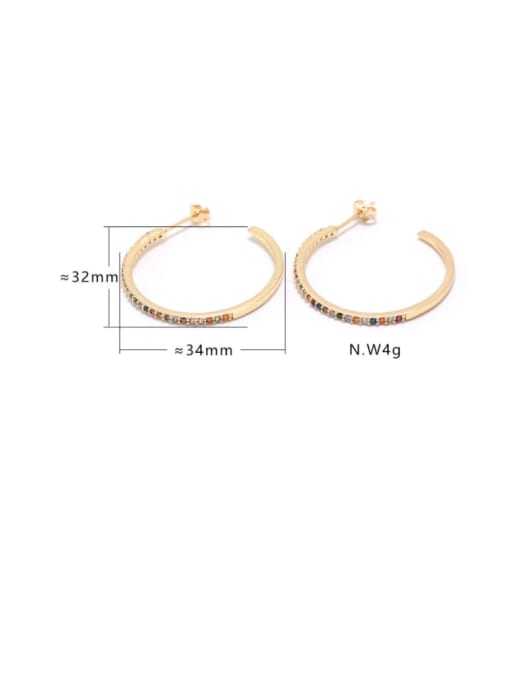 XYZ Brass Cubic Zirconia Round Minimalist Hoop Earring 3