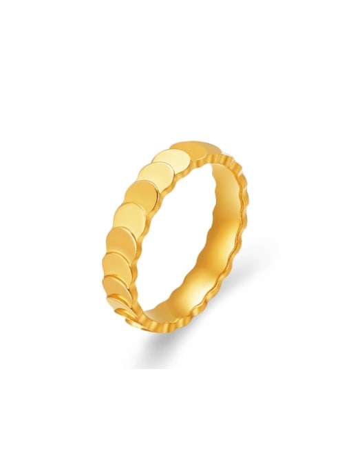 Fish Scale Small Disc Ring Gold Titanium Steel Geometric Minimalist Band Ring