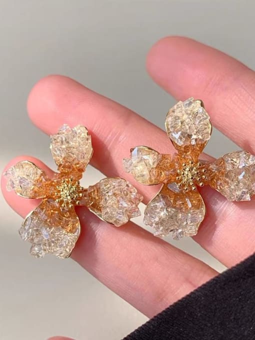 Curry crystal Alloy Crystal Flower Trend Stud Earring