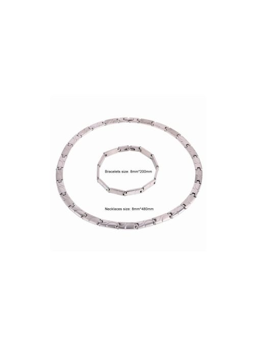 LM Trend Geometric Titanium Steel Bracelet and Necklace Set 2