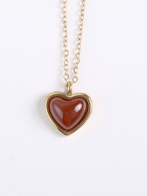 Red Agate Necklace Titanium Steel Carnelian Heart Necklace