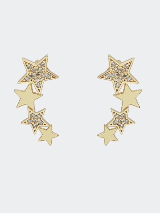 XYZ Brass Cubic Zirconia Star Minimalist Stud Earring 0
