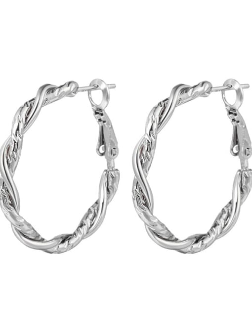 Twigs entangled in Steel Stainless steel Geometric Minimalist Hoop Earring