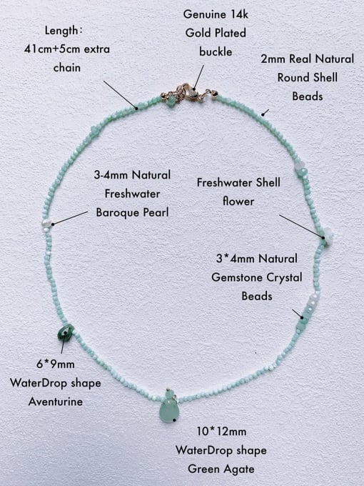 green N-MIX-0003 Natural Round Shell Beads Chain Irregular Handmade  Beaded Necklace