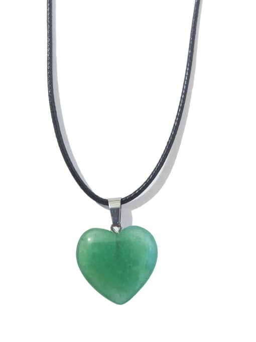 Dongling Jade with Leather Rope Artificial leather chain Natural Stone Heart Ethnic Necklace