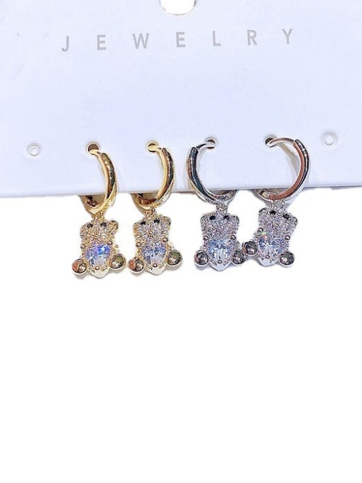 Ming Brass Cubic Zirconia Bear Trend Huggie Earring 3