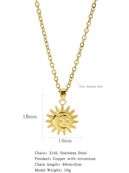 HN0037 Stainless steel Classic Sun Necklace With 16 Inch