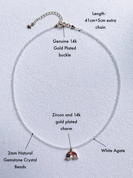 Scarlet White N-DIY-011 Gemstone Crystal  Chain Rainbow Pendant Minimalist handmade Beaded Necklace 3