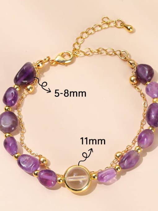 Natural amethyst Alloy Crystal Purple Geometric Classic Beaded Bracelet