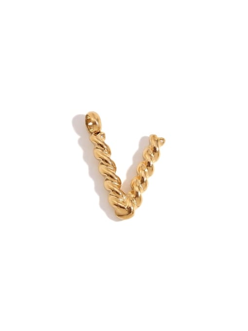 Twists Letter Pendant Gold  V Stainless steel 18K Gold Plated Letter Charm