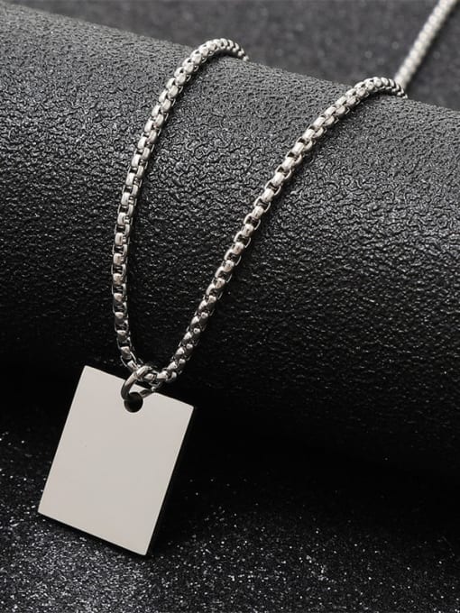 60cm length, steel color Titanium Steel Rectangle Necklace With two colors
