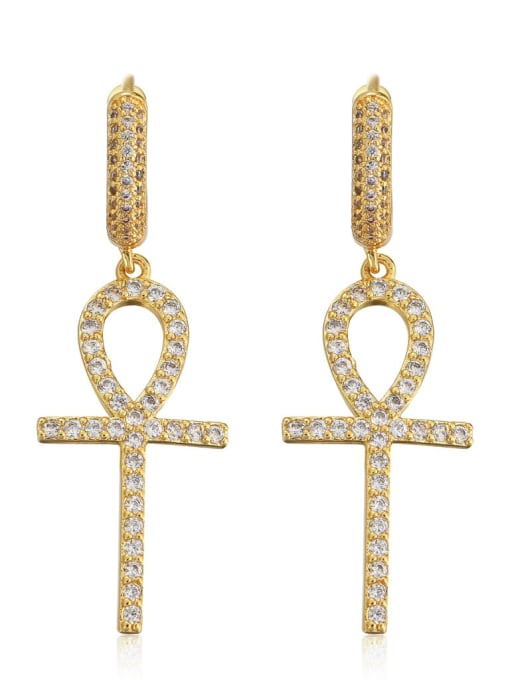 golden Brass Trend Cluster Earring