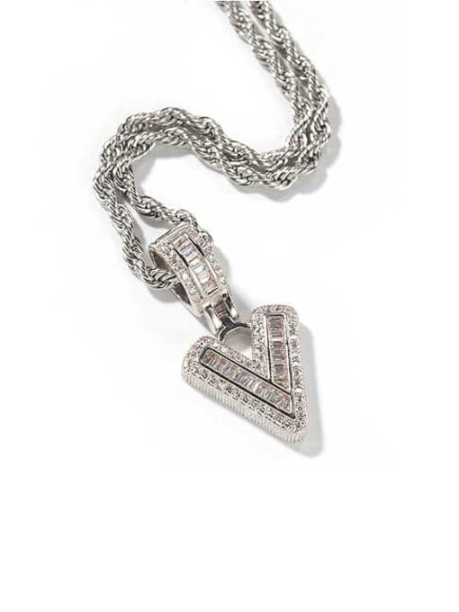 LM Brass Cubic Zirconia Letter Initials Cuban Chain Necklace 5