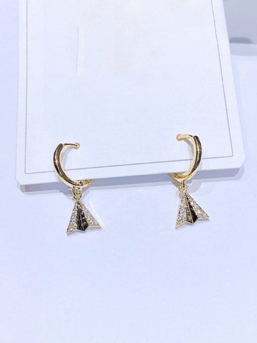Ming Brass Cubic Zirconia Geometric Minimalist Huggie Earring 1
