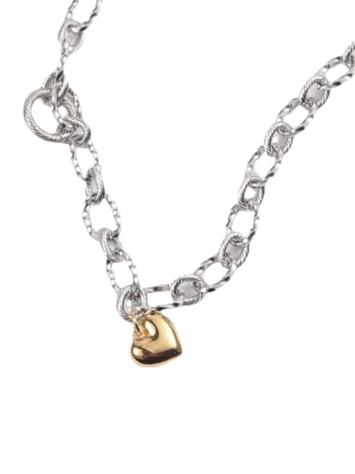 LM Titanium Steel Chain and Gold Heart Choker Necklace 3