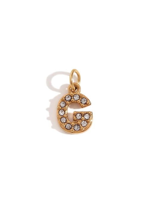 Gold G Stainless steel 18K Gold Plated Rhinestone Letter Charm