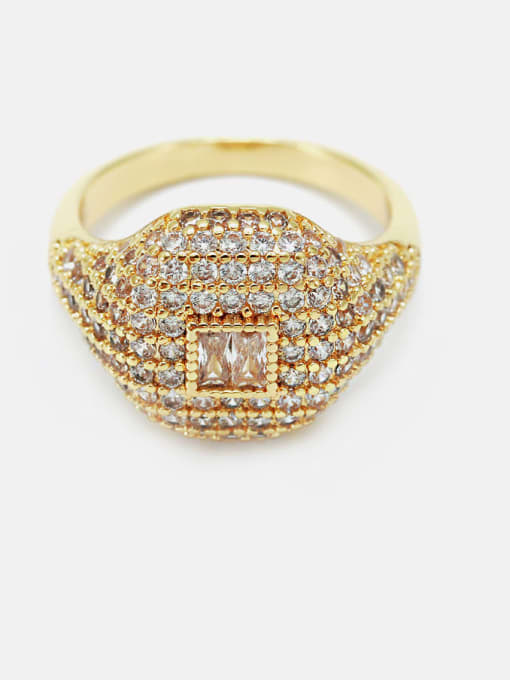 Gold white zirconium Brass Cubic Zirconia Geometric Luxury Band Ring