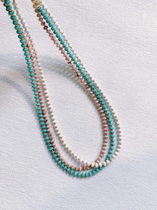 Scarlet White N-STMT-001 Natural  Gemstone Crystal Chain Handmade Beaded Necklace 0
