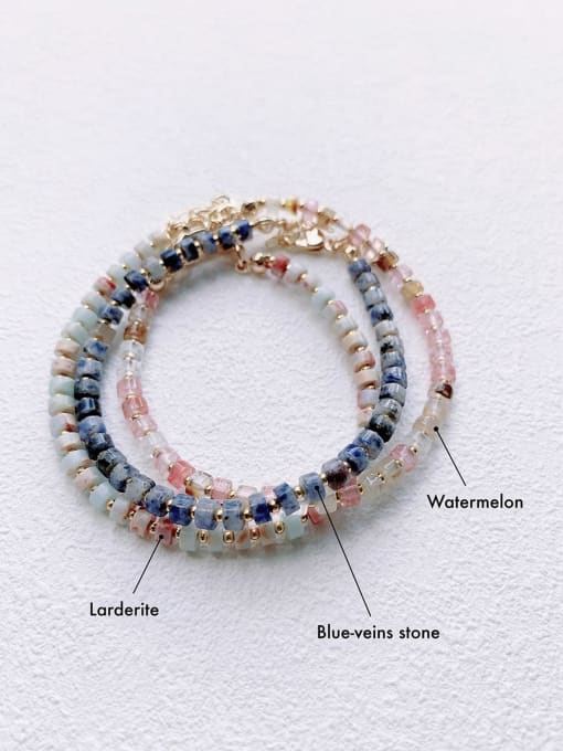 Scarlet White B-ST-010 Natural  Gemstone Crystal Beads Chain Minimalist Handmade Beaded Bracelet 2