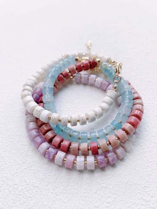 Scarlet White Natural  Gemstone Crystal Beads Chain  Minimalist Handmade Beaded Bracelet 0