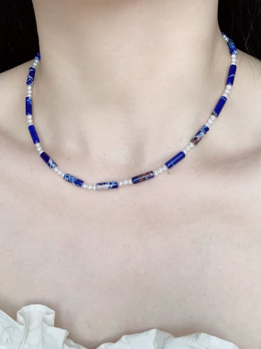Scarlet White N-STPE-0006 Natural Gemstone Crystal Beads Chain Handmade Beaded Necklace 2