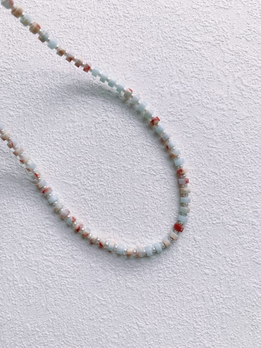 Light blue N-STPE-0005 Natural  Gemstone Crystal Beads Chain Handmade Beaded Necklace