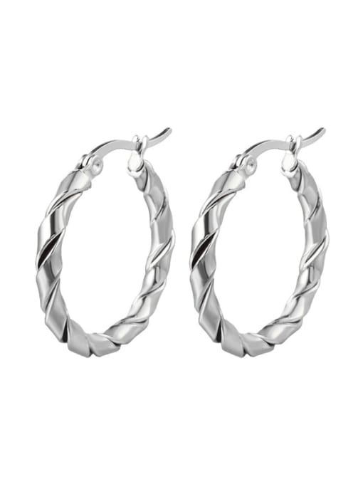 Double spiral winding Steel (small) Stainless steel Geometric Minimalist Hoop Earring