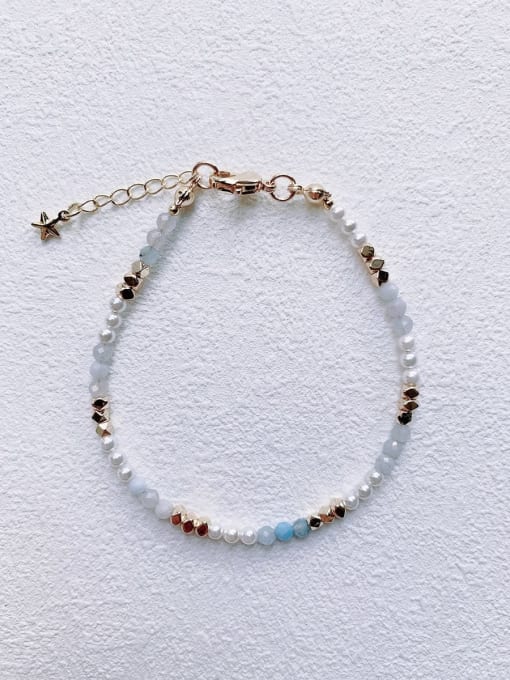 blue B-ST-007 Natural  Gemstone Crystal Beads Chain Irregular Minimalist Handmade Beaded Bracelet