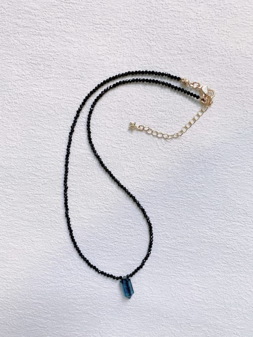 black N-ST-0007 Natural  Gemstone Crystal Chain Water Drop Trend Handmade Beaded Necklace