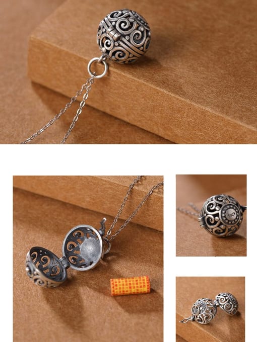 LM 925 Sterling Silver Vintage  Ball Pendant 2
