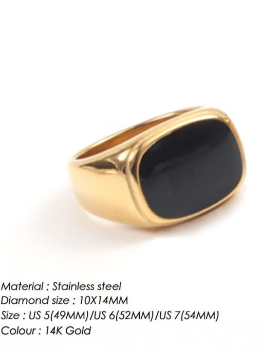 Gold Color, Black Sheel Stainless steel Sheel Band Ring