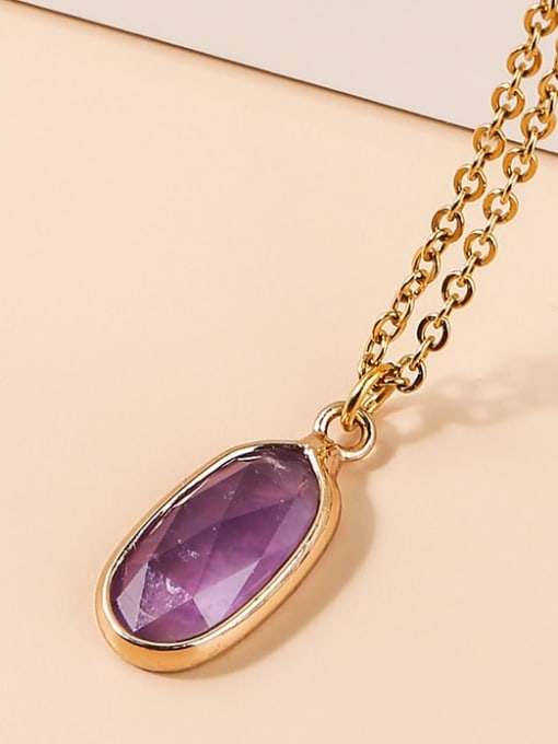 amethyst Multicolor Natural Stone +Oval Shape Artisan Necklace