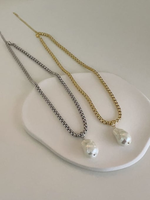 LM Alloy Imitation Pearl Geometric Trend Necklace
