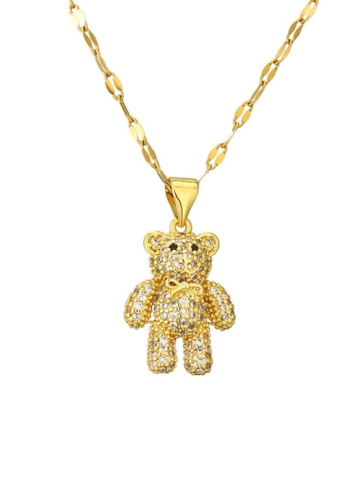 CN001647YH Brass Bear Necklace with steel chain