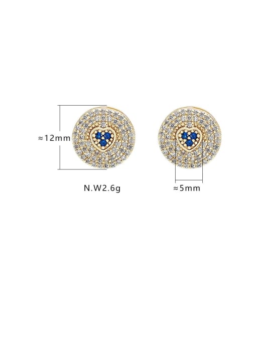 XYZ Brass Cubic Zirconia Round Minimalist Stud Earring 2