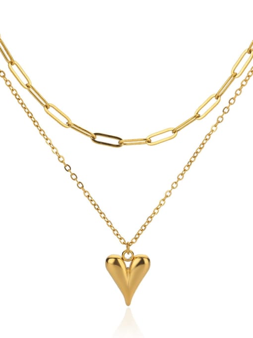golden Stainless steel Heart Minimalist Multi Strand Necklace