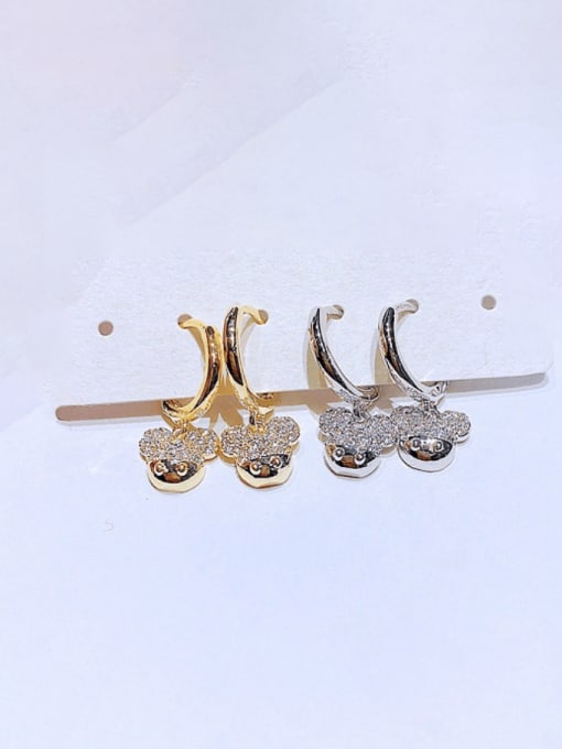 Ming Brass Cubic Zirconia Mouse Vintage Huggie Earring 0