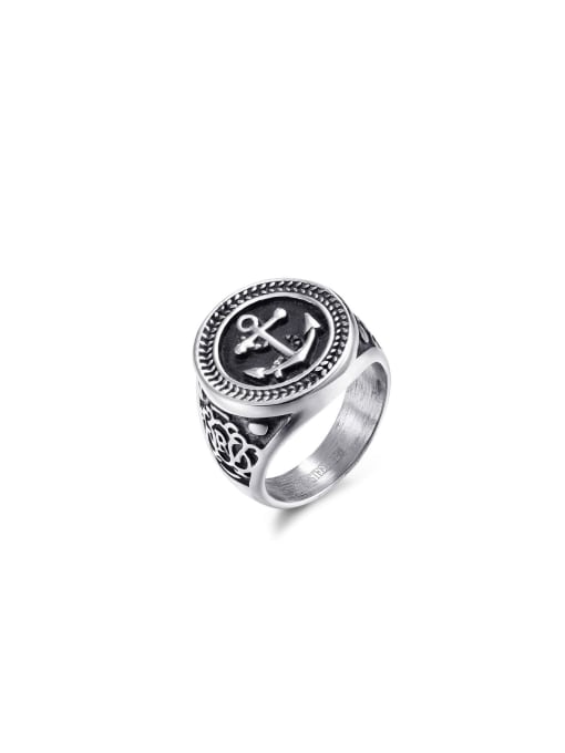 LM Stainless steel Geometric Vintage Band Ring 0