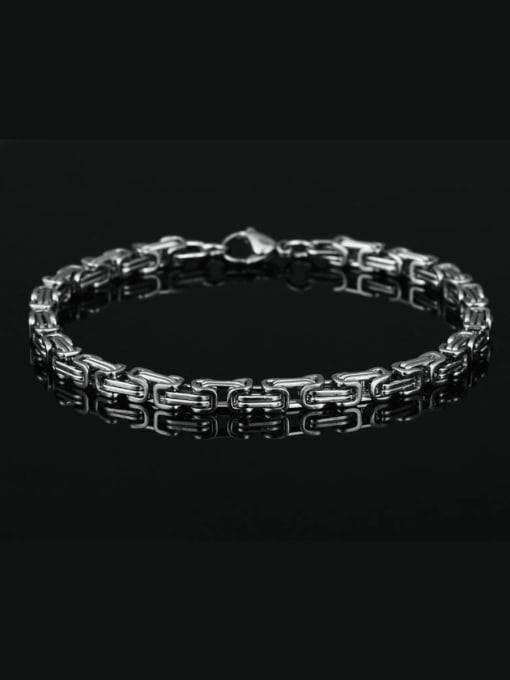 4MM,Steel Color, 19CM Length Titanium Steel Emperor cubin Bracelet