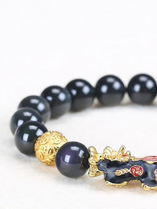 Color change of obsidian Agate Alloy Minimalist Handmade Beaded Bracelet