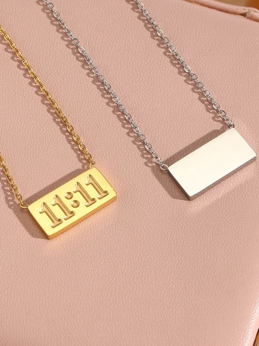 LM Stainless steel Rectangle Minimalist Number Necklace 3