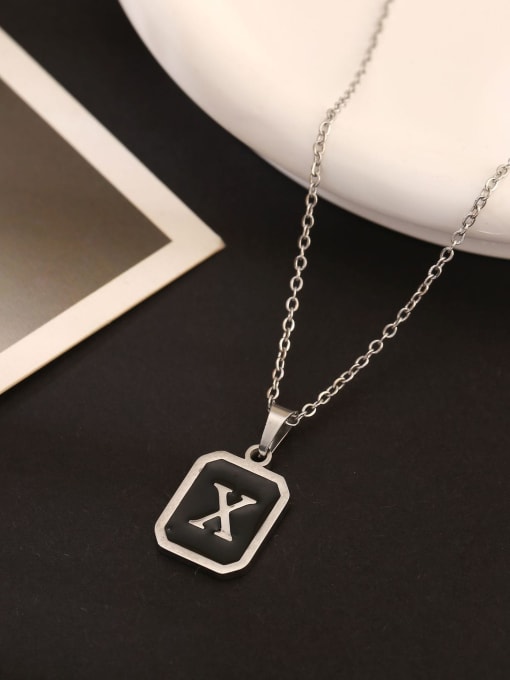 X Stainless steel Geometric Initials Necklace