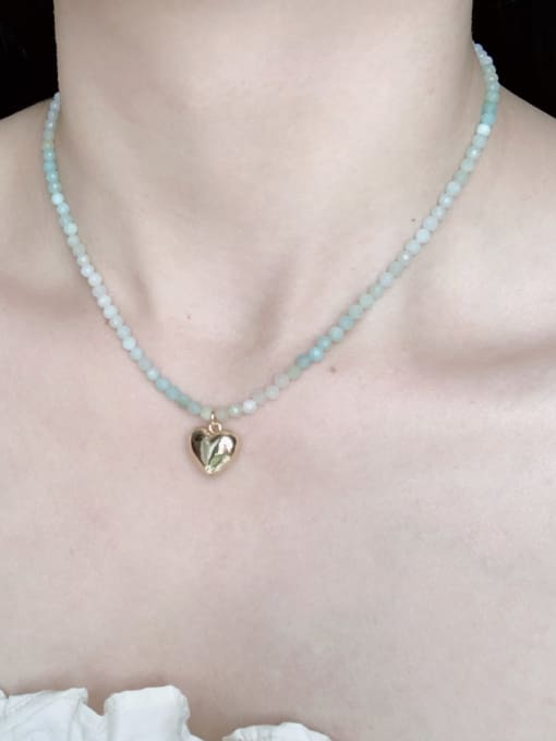 Scarlet White N-DIY-005 Natural Gemstone Crystal Chain  Minimalist Heart Pendant handmade Beaded  Necklace 1